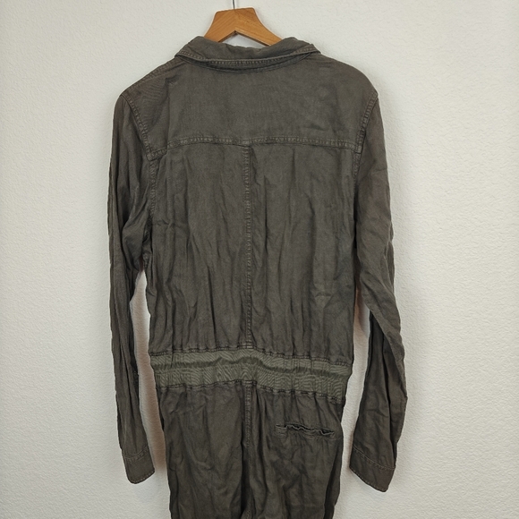 FAHERTY Arlie Day Button Up Linen Blend Jumpsuit In Surplus Green Size M - Picture 14 of 15